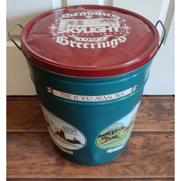 Vintage 1993 Christmas Tin Four Seasons Made Baltimore MD Skylight Creative Idea - Picture 3 of 15